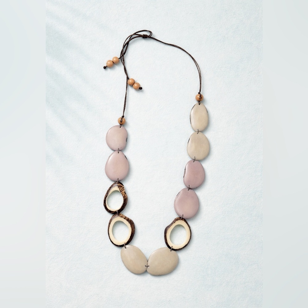J.Jill Adjustable Statement Necklace | Neutral Bead & Resin Design | One Size